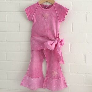 C.C. Clothing 100% Cotton Pink Two Piece Short Sleeves Toddler Outfit Size 2T